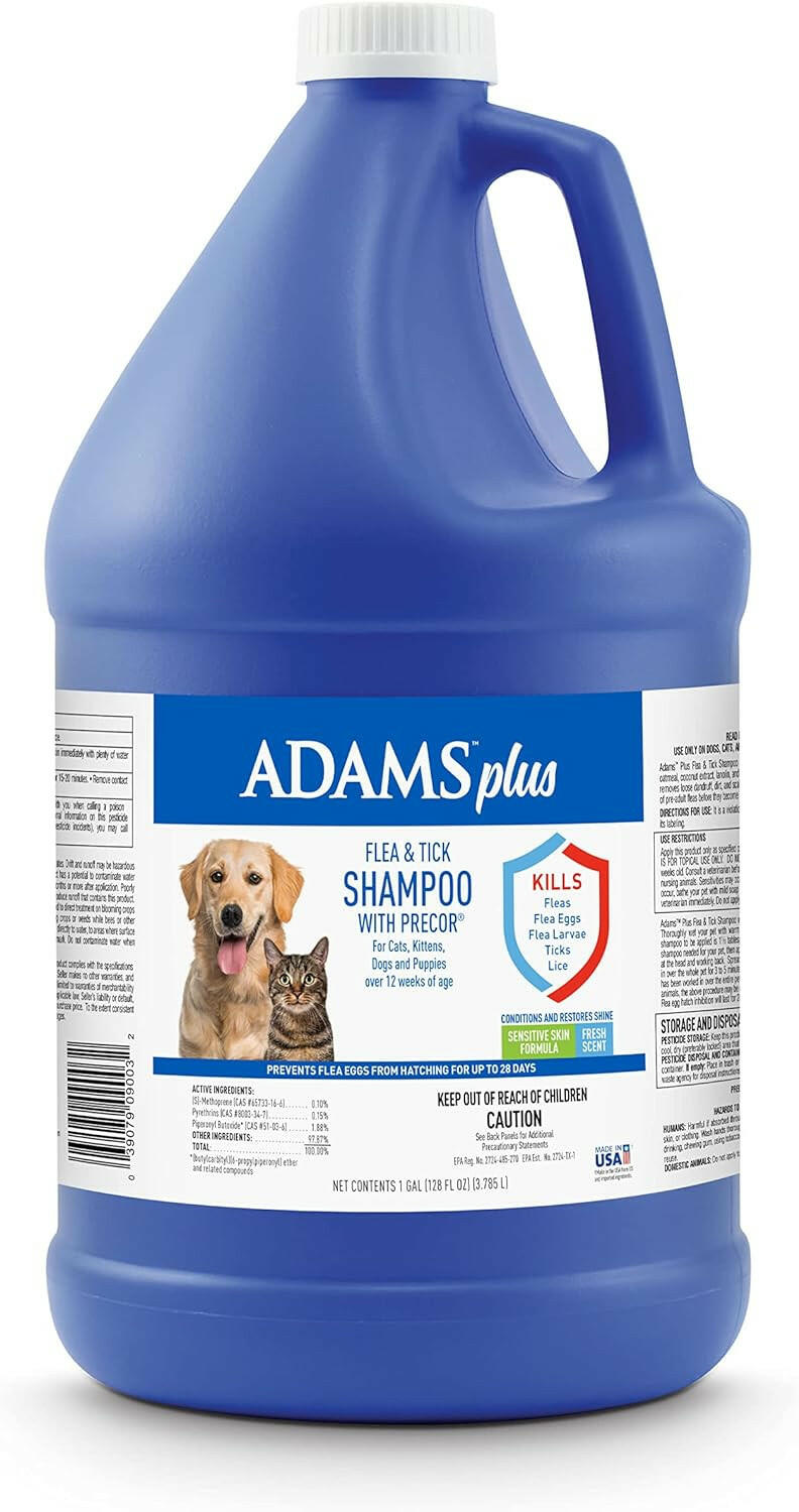 Adams Plus Flea and Tick Shampoo with Precor For Dogs & Cats - Gallon - Dog Flea Shampoos & Sprays 7