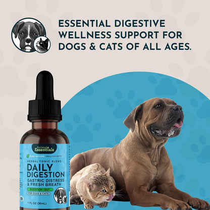 Animal Essentials Herbal Tonic Blend Daily Digestion Gastric Distress & Fresh Breath for Dogs & Cats - Dog Supplements