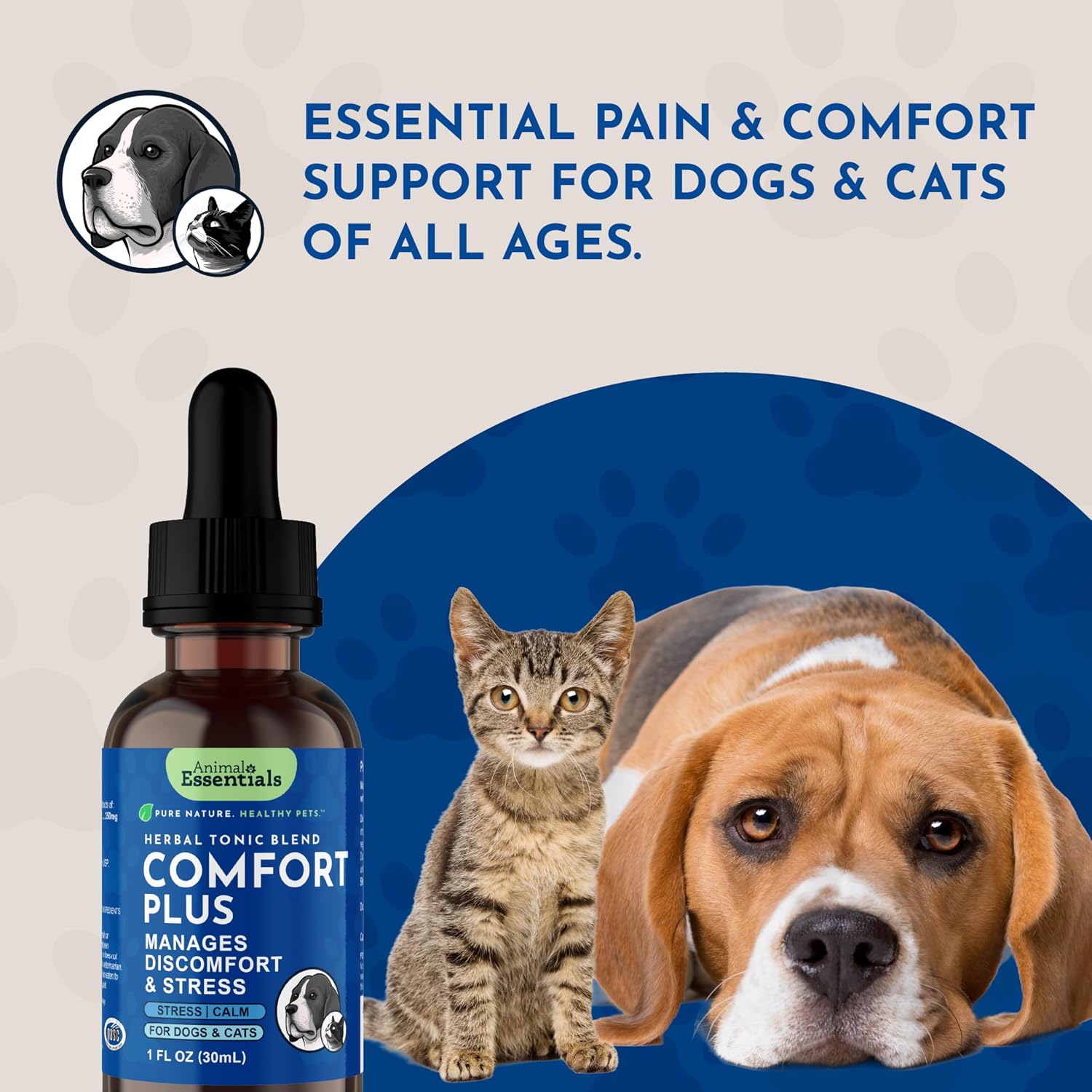 Animal Essentials Herbal Tonic Comfort Plus Manages Discomfort & Stress for Dogs & Cats - Dog Supplements & Vitamins 8