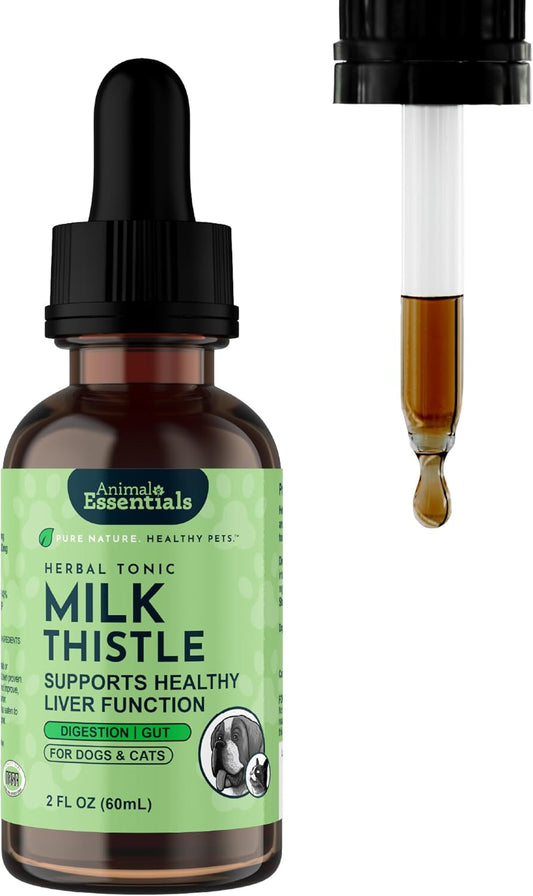 Animal Essentials Herbal Tonic Milk Thistle Supports Healthy Liver Function for Dogs & Cats - 2-oz - Dog Supplements &