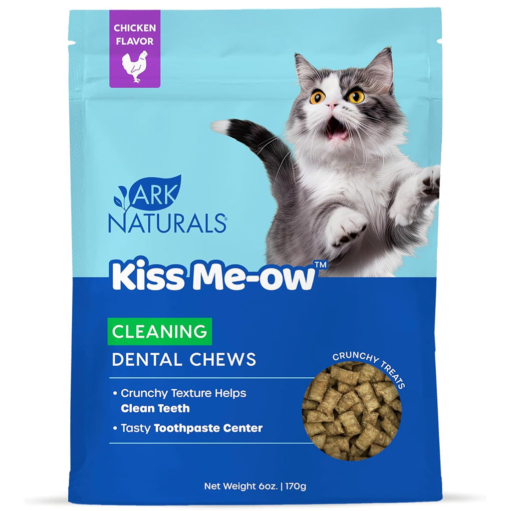 Ark Naturals Kiss Me-Ow Cleaning Dental Chews Crunchy Cat Treats -Chicken Flavor