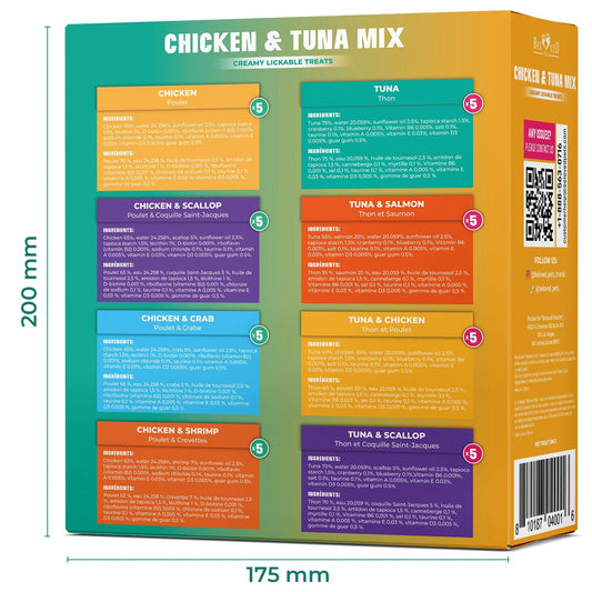 Beloved Pets Chicken & Tuna Mix Creamy Lickable Treats Dual Support for Cats & Dogs 40-count - Lickable Cat Treats 2