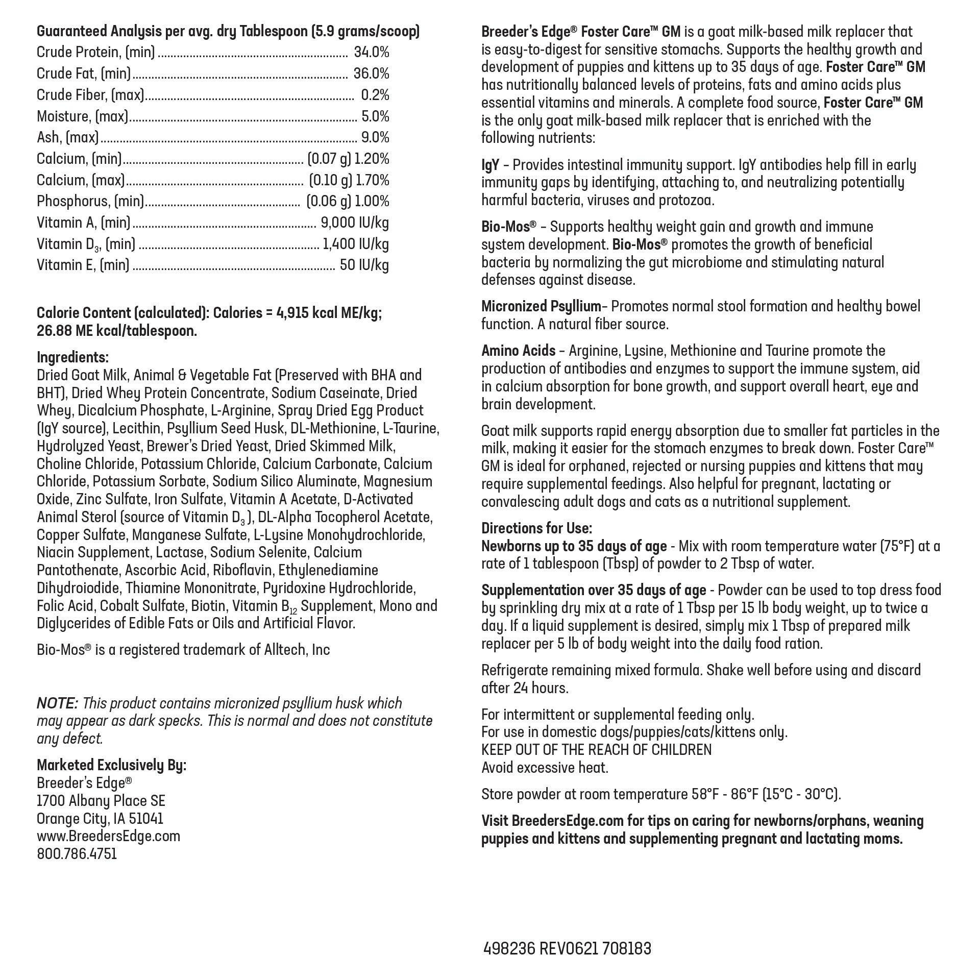 Label with instructions and ingredients list
