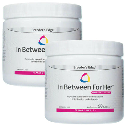 Breeder’s Edge In Between For Her- Female Multivitamin for Cat & Small Dogs - 180 soft chews - Pet Vitamins &