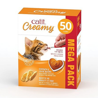 Catit Creamy Lickable Cat Treats 0.5-oz tubes - Chicken & Liver / Pack of 50 - Cat Treats 11