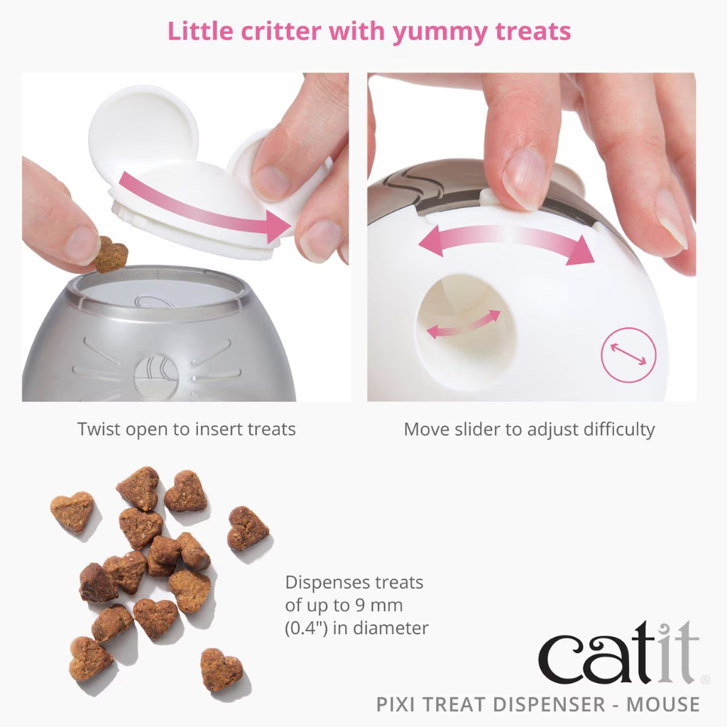 Catit PIXI Mouse Shape Treat Dispenser for Cats - Cat Bowls & Feeders 6