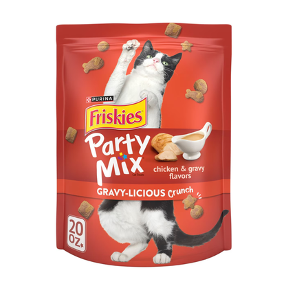 Friskies Party Mix Gravy-Licious Crunch Chicken & Gravy Cat Treats - 20 oz - Cat Treats 10