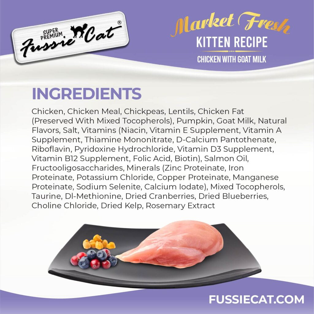 Fussie Cat Market Fresh Kitten Fresh Recipe Chicken with Goat Milk Dry Cat Food 3.5-lb - Cat Food 4