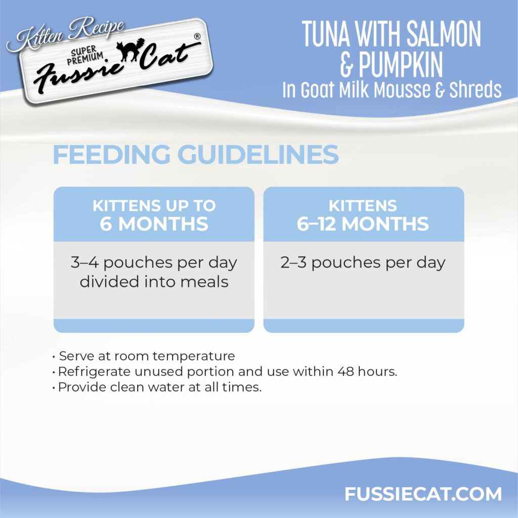 Fussie Cat Tuna with Salmon in Goat Milk Mousse Kitten Pouch 1.5-oz case of 12 - Cat Treats 3