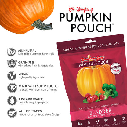 Grandma Lucy’s Pumpkin Pouch Bladder Freeze-Dried Dog & Cat Food Topper for Dogs & Cats - 6oz - Freeze-Dried Dog & Cat