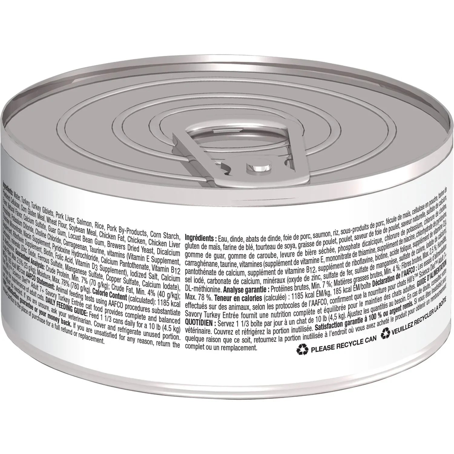 Hill's Science Diet Senior 7+ Canned Cat Food, Savory Turkey Entrée, 2.9 oz, 24 Pack wet cat food