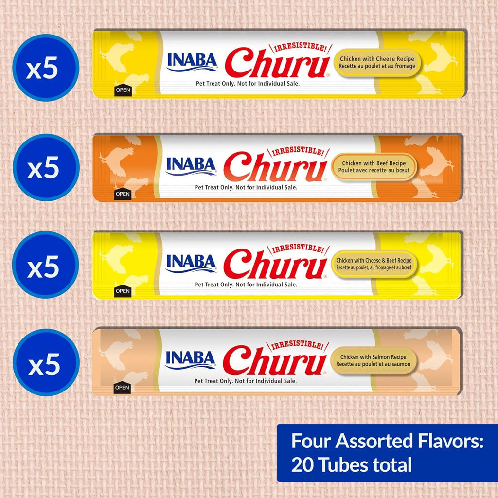 Inaba Churu Chicken & Beef Variety Pack Grain-Free Lickable Treat for Cats