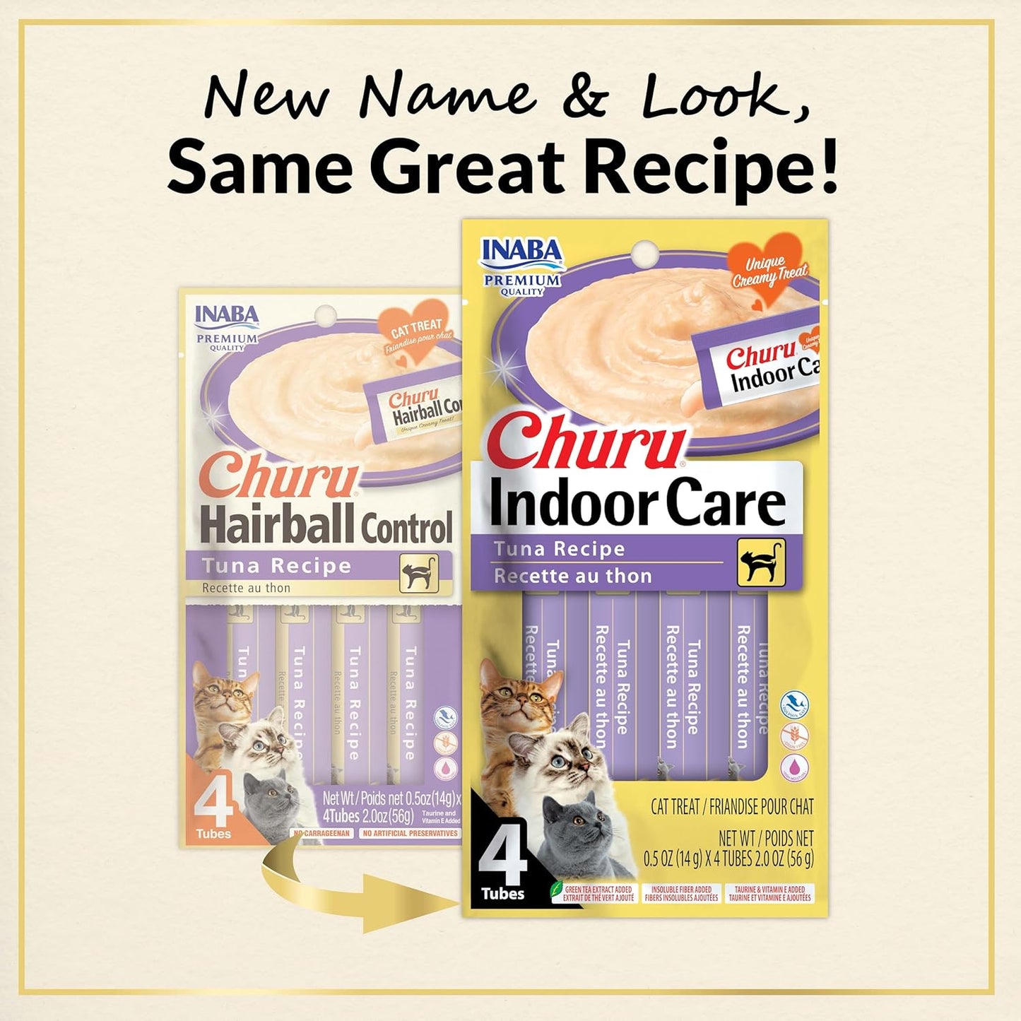 Inaba Churu Indoor Care Tuna Recipe Puree Grain-Free Lickable Treat for Cats 0.5-oz x 4-tubes - Cat Treats 2