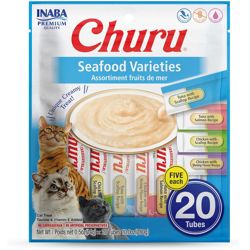 Inaba Churu Seafood Variety Pack Grain-Free Lickable Treat for Cats 20ct pk