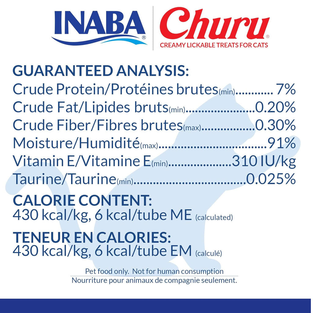 Inaba Churu Tuna with Bonito Flakes Puree Grain-Free Lickable Treat for Cats