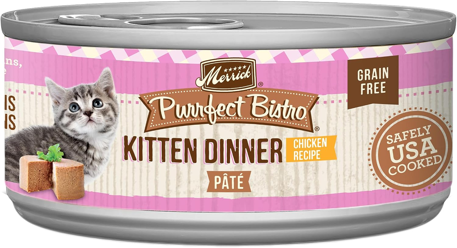 Merrick Purrfect Bistro Grain Free Premium Pate Kitten Wet Cat Food Chicken Dinner Recipe for Kittens (5.5 oz x 24