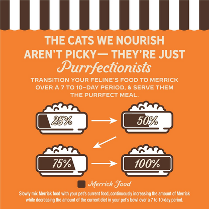 Merrick Purrfect Bistro Grain Free Premium Soft Canned Pate Adult Wet Cat Food High Protein Chicken Recipe - 3-oz, case