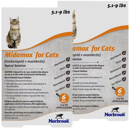Midamox for Cats, 5.1-9 lbs 12 doses