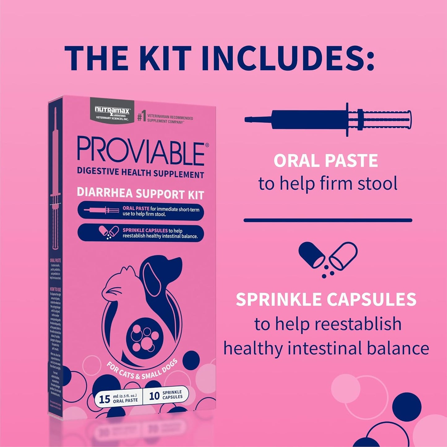 Nutramax Proviable Digestive Health Supplement Kit for Cats And Dogs