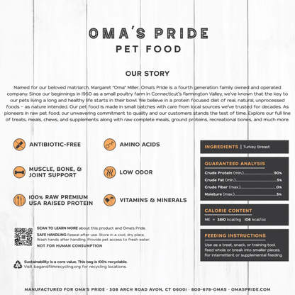 Oma’s Pride Freeze-Dried Turkey Breast Chunks Dog & Cat Treats - Dog & Cat Treats 5