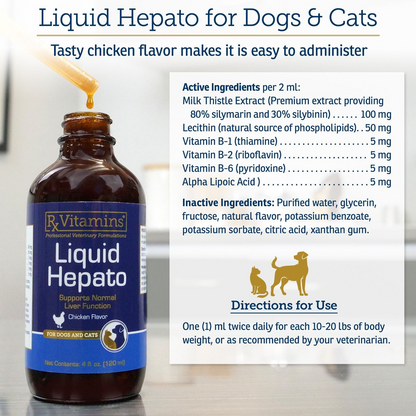 Rx Vitamins Hepato Liquid Liver Supplement for Dogs & Cat -Chicken Flavor (4 oz) - Dog & Cat Supplements & Vitamins 5