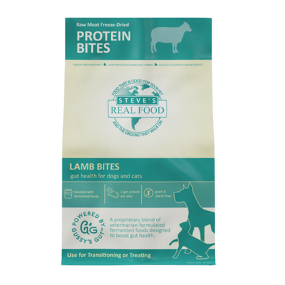 Steve’s Real Food Lamb Protein Bites Gut Boosting Bites for Cats & Dogs (4 oz) - Cat Food 1