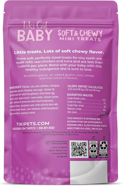 Tiki Cat Baby Soft & Chewy Chicken & Tuna Flavored Grain-Free Treats for Kittens